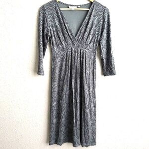 BODEN Floaty Jersey Knit Dress Empire-Waist Knee length, Gray/Brown